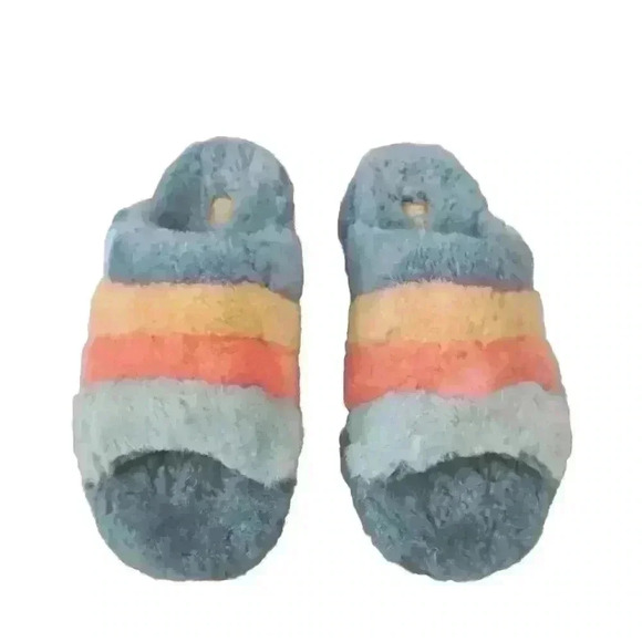 UGG Men Fluff You Stripes "Marina Blue/Multi" Slide  10 - Picture 2 of 12